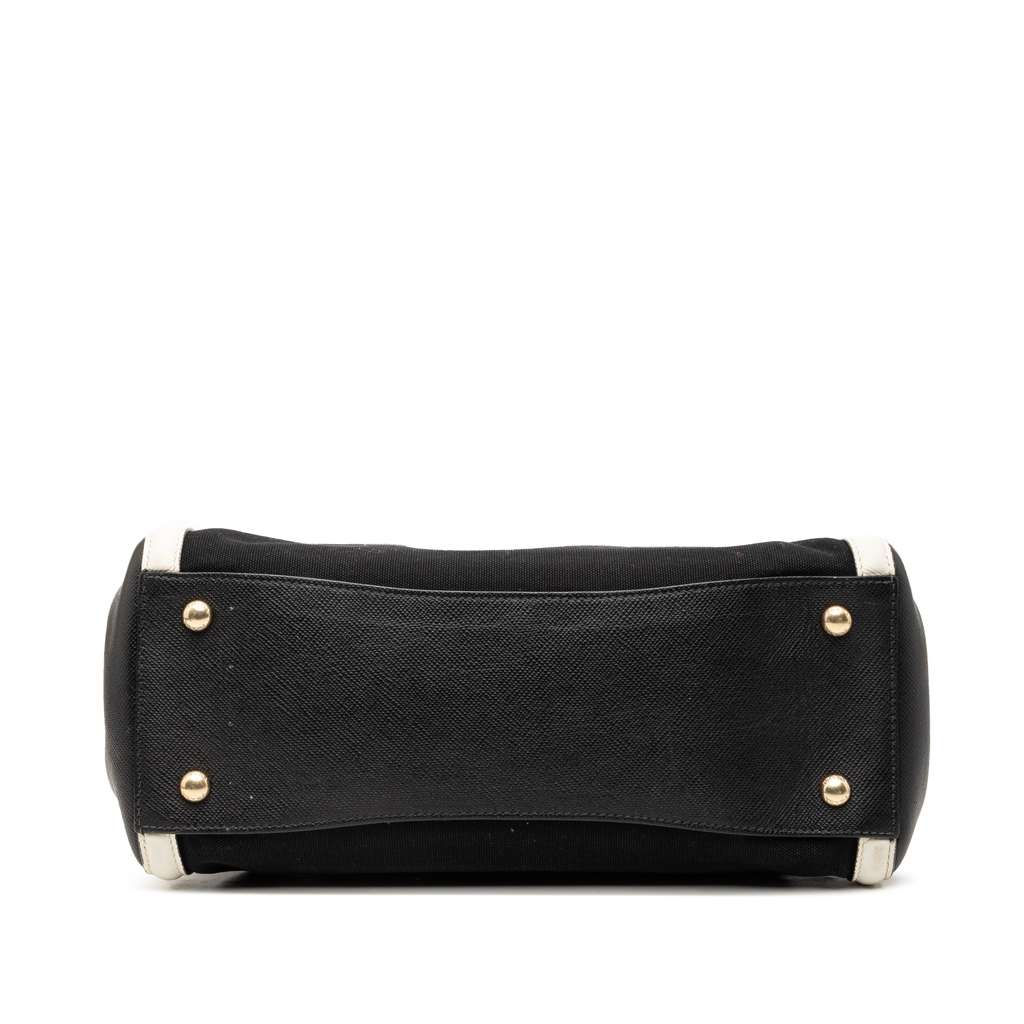 Prada Bicolor Saffiano Cuir Trimmed Canvas Satchel Black Canvas Good condition - Inside View