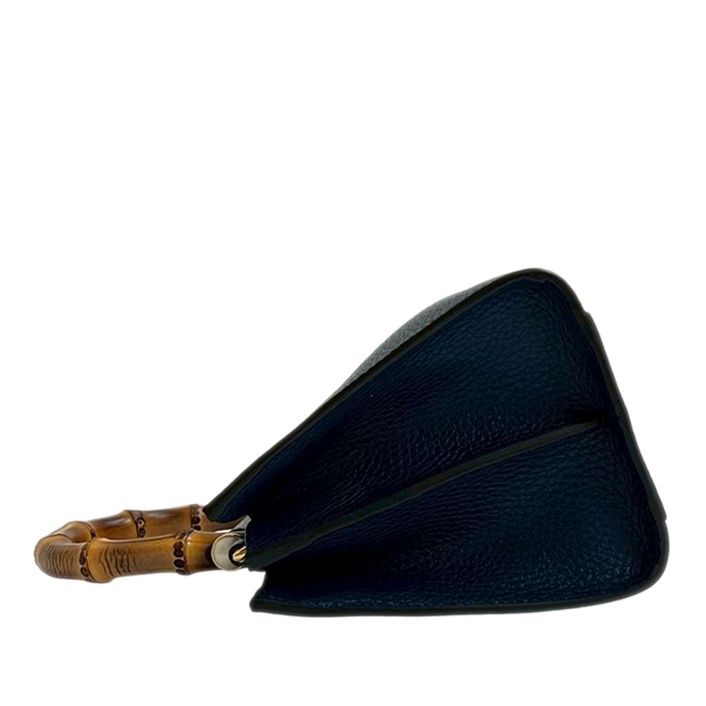 Gucci Mini Leather Bamboo Nymphaea Satchel Blue Leather Good condition - Box View