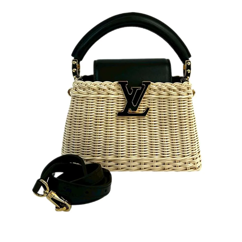 Louis Vuitton Mini Rattan and Smooth Calfskin Capucines Brown Very good - Front View