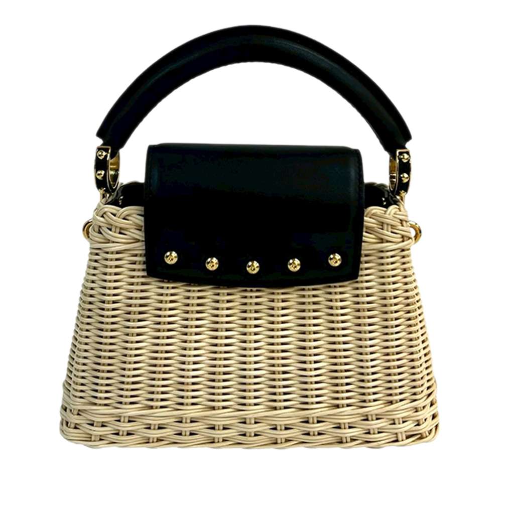 Louis Vuitton Mini Rattan and Smooth Calfskin Capucines Brown Good condition - Back View