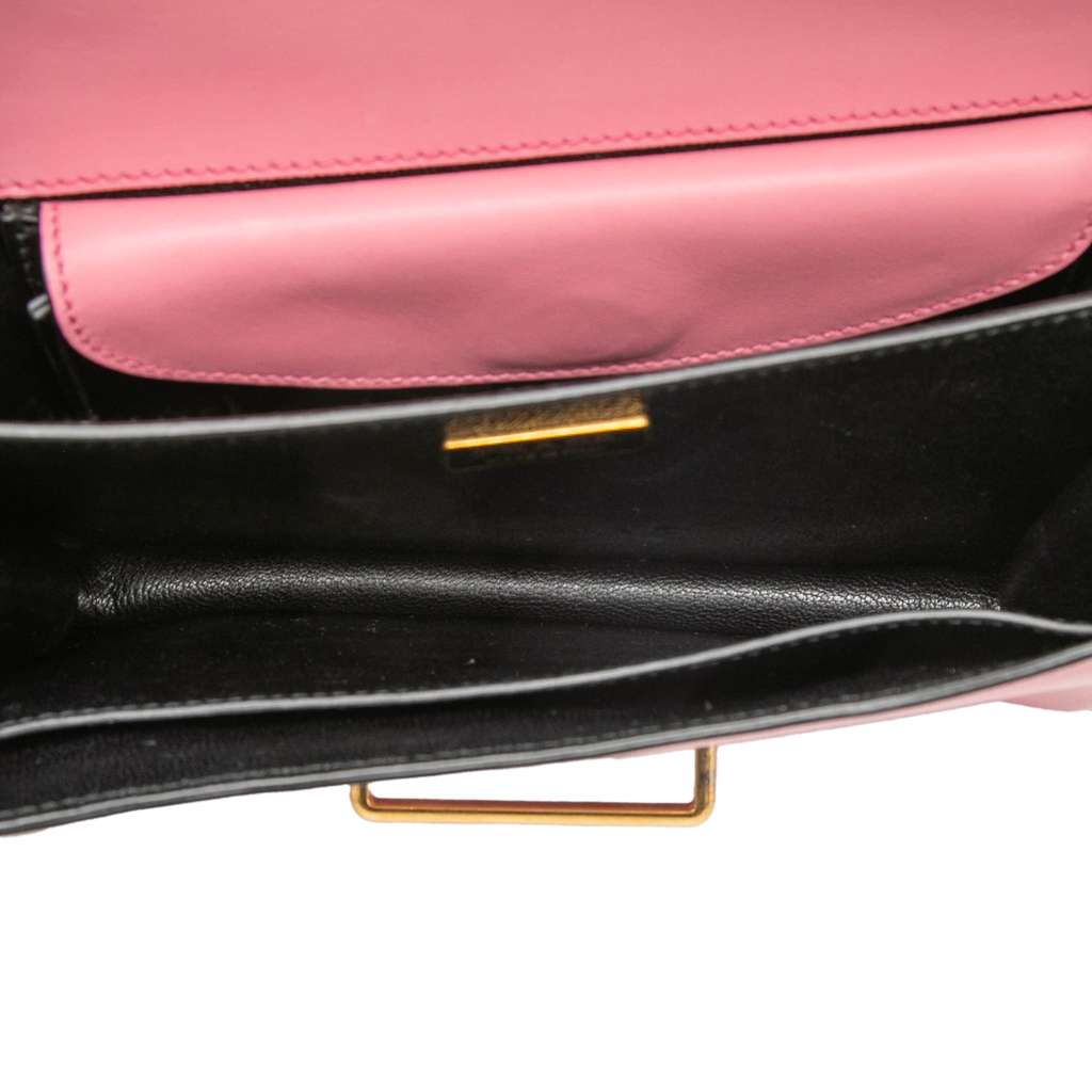 Prada Saffiano Trimmed City Calf Cahier Crossbody Pink Leather Good condition - Model View