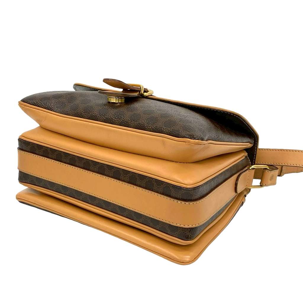 Celine Macadam Coated Canvas Crossbody Brown Canvas Good condition - Model View