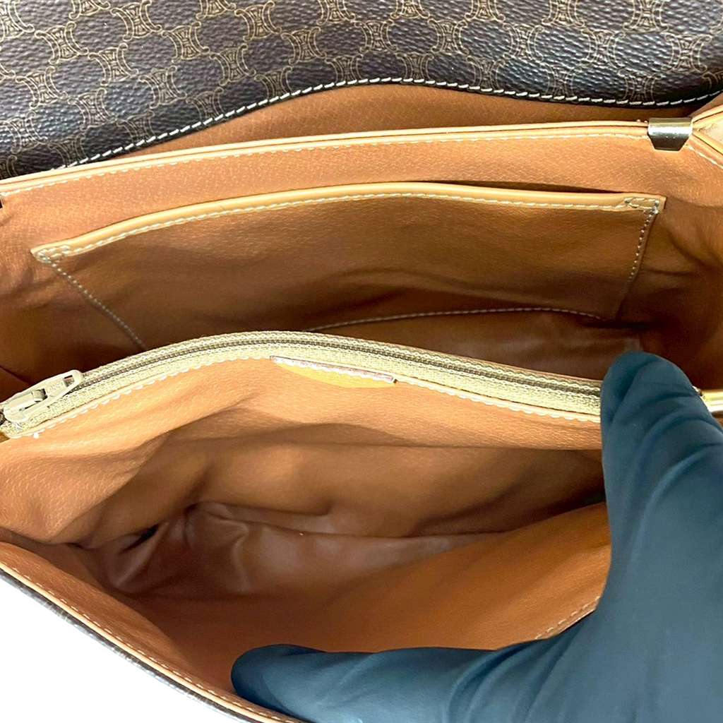 Celine Macadam Coated Canvas Crossbody Brown Canvas Good condition - Box View