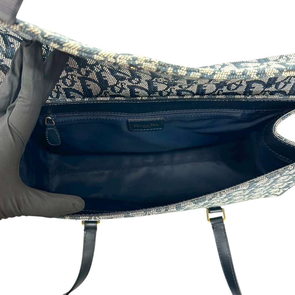 Dior Diorissimo Trotter Canvas Saddle Shoulder Bag Blue Canvas Good condition - Inside View