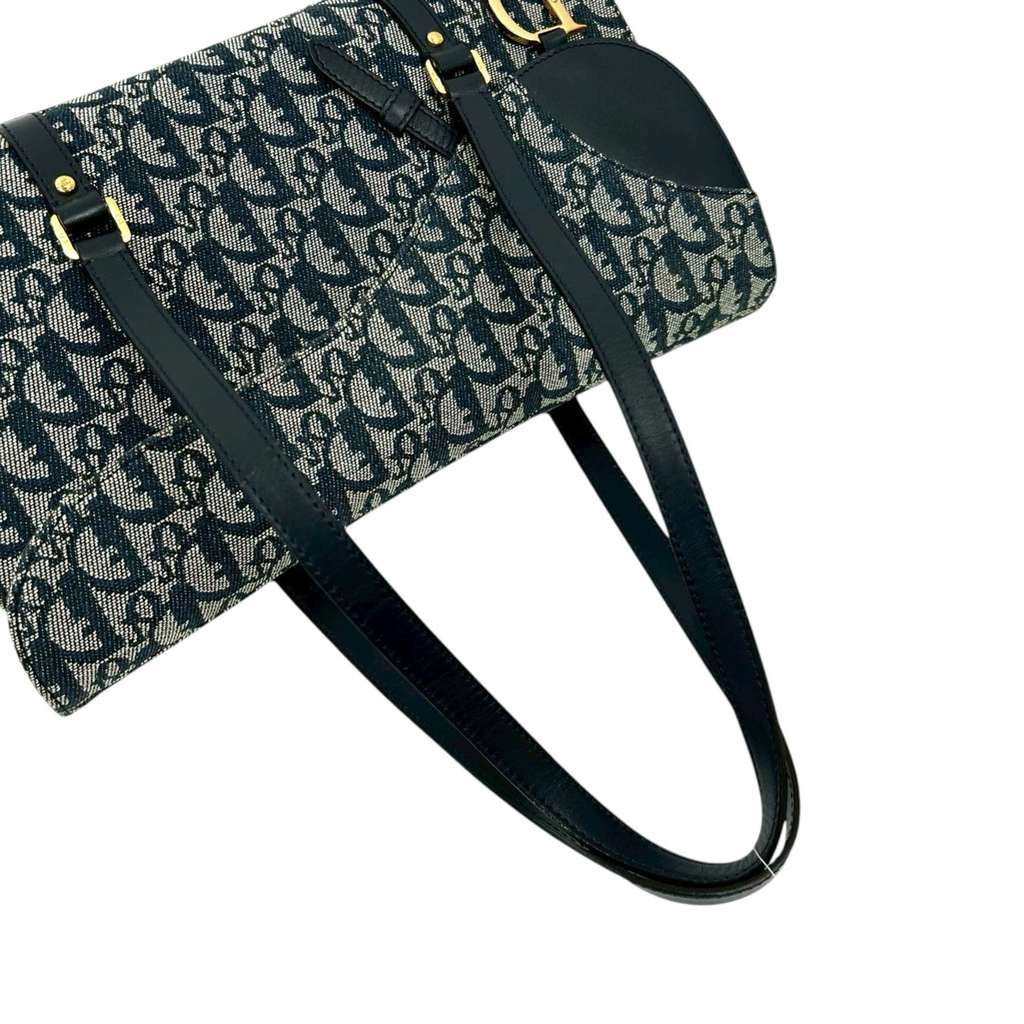 Dior Diorissimo Trotter Canvas Saddle Shoulder Bag Blue Canvas Good condition - Box View