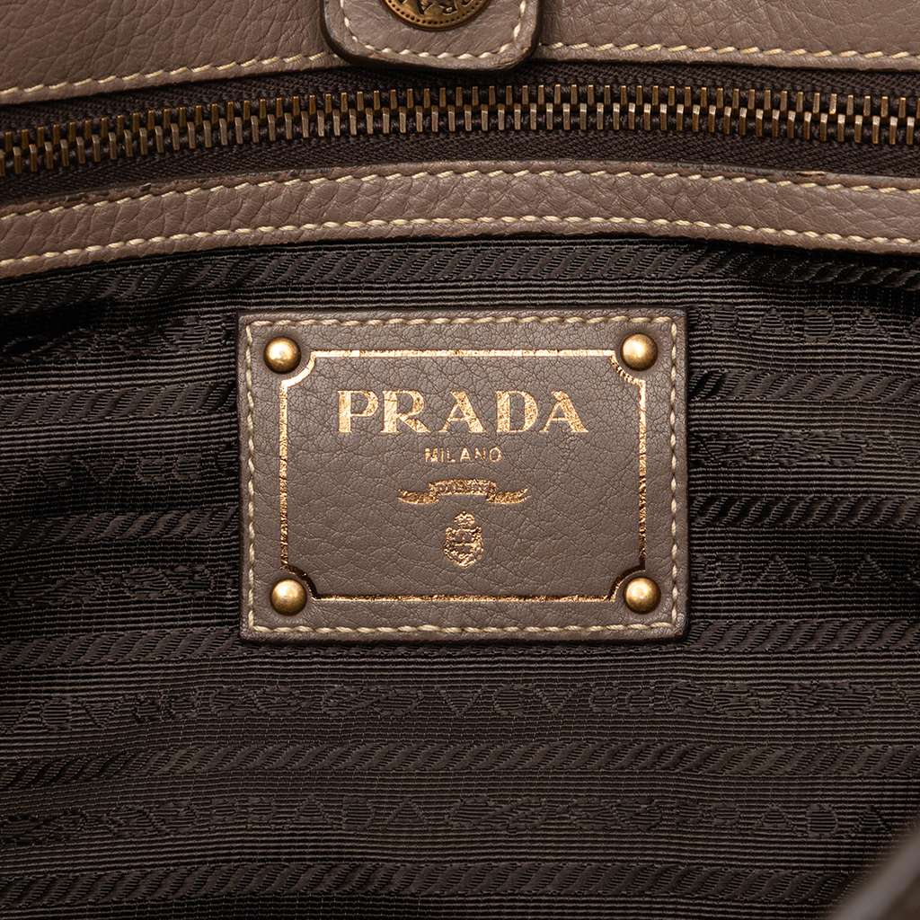 Prada Cervo Open Convertible Tote Brown Leather Good condition - Box View