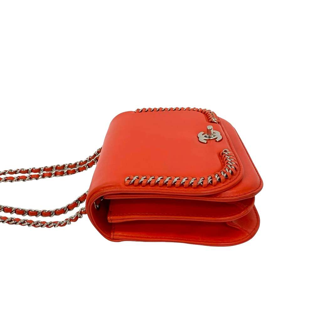 Chanel Small Calfskin Braided Chic Flap Orange Leather Good condition - Box View