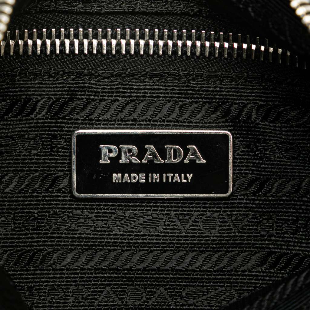 Prada Vitello Trimmed Tessuto Zip Top Crossbody Black Good condition - Box View