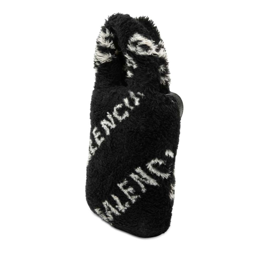 Balenciaga Faux Fur Logo Everyday Phone Holder Black Polyester Good condition - Back View