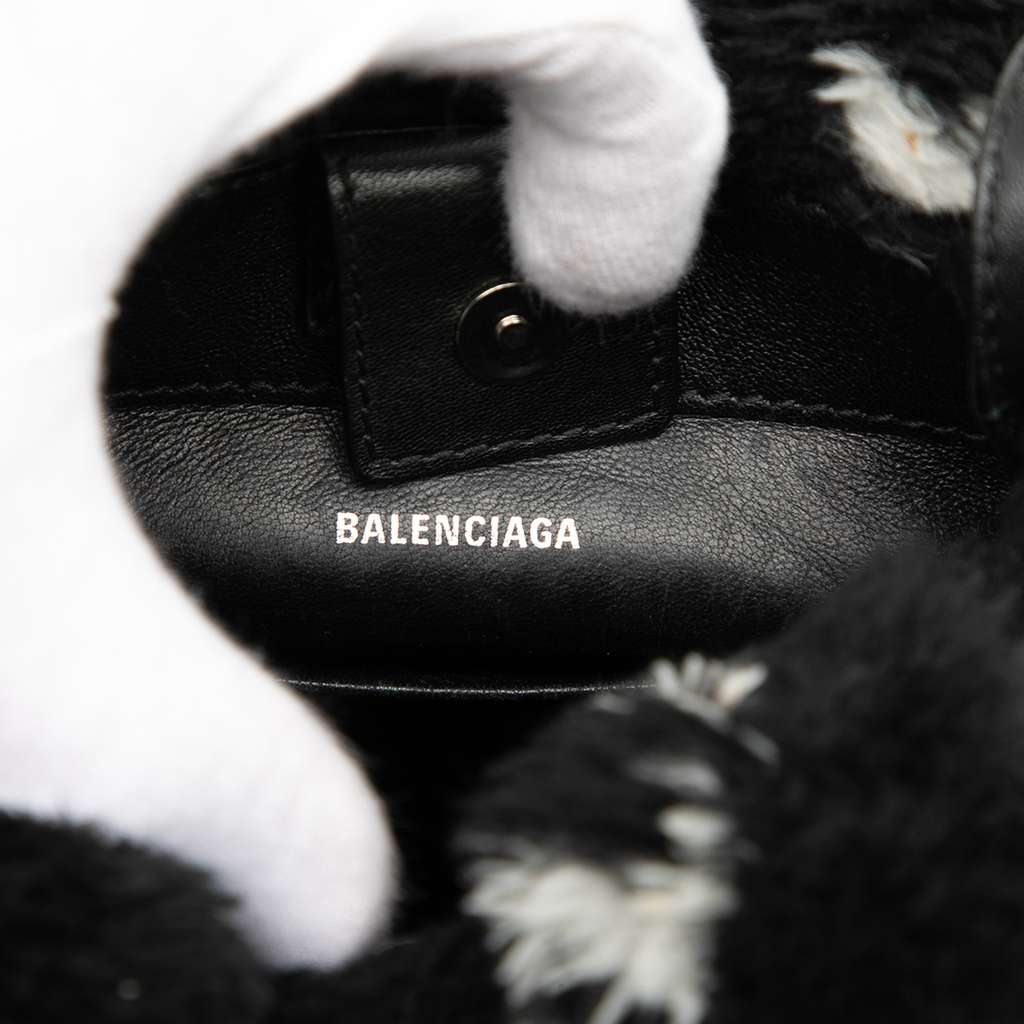 Balenciaga Faux Fur Logo Everyday Phone Holder Black Polyester Good condition - Box View