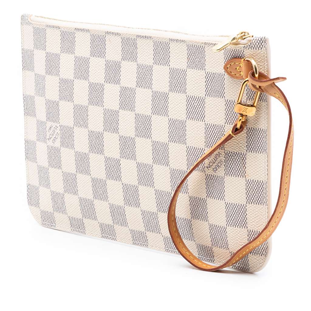 Louis Vuitton Damier Azur Neverfull MM Pouch White Good condition - Back View