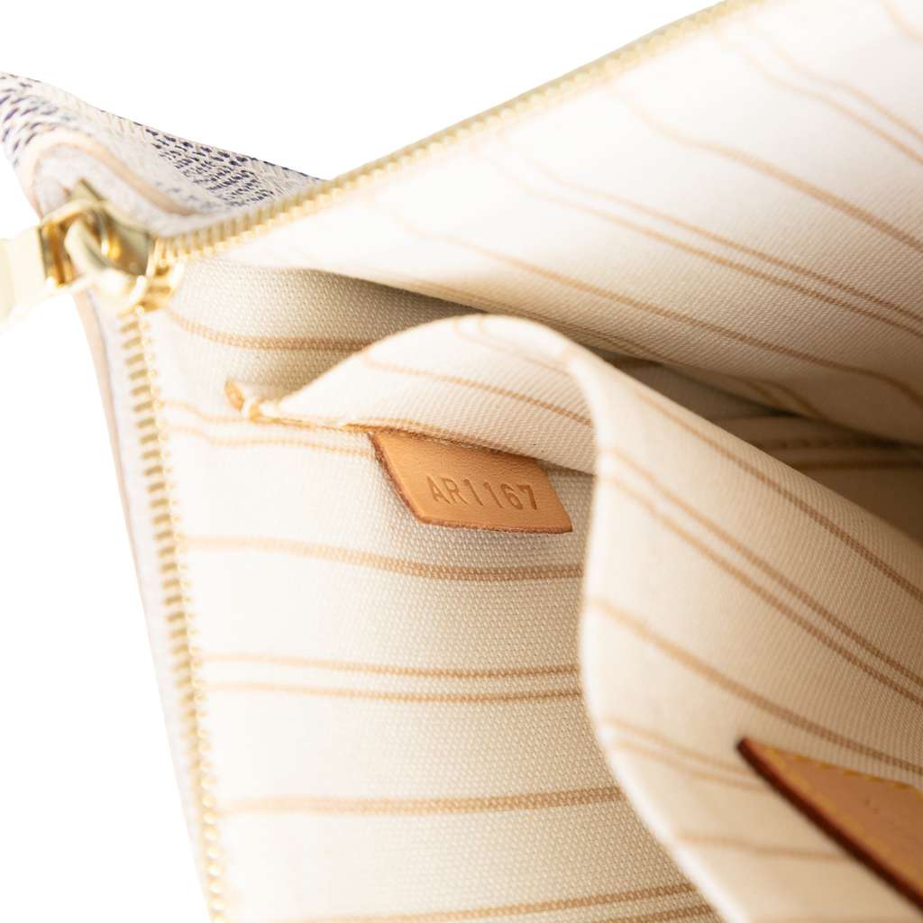 Louis Vuitton Damier Azur Neverfull MM Pouch White Good condition - Box View