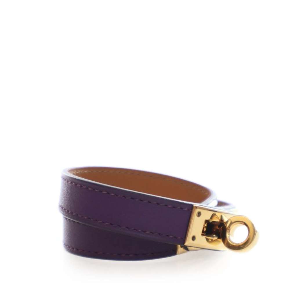 Hermès Swift Kelly Double Tour Bracelet Purple Leather Good condition - Inside View