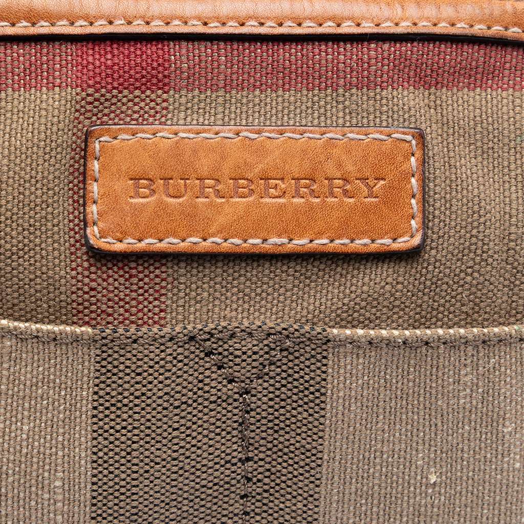 Burberry Medium Mega Check Canvas Ashby Bucket Bag Brown Canvas Good condition - Box View