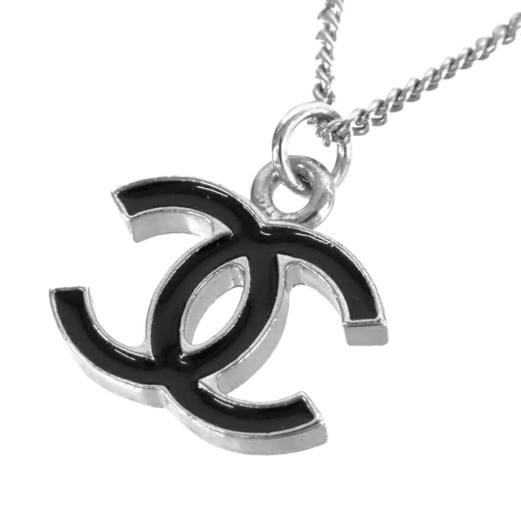 Chanel Silver Plated CC Pendant Necklace Silver Metal Good condition - Back View