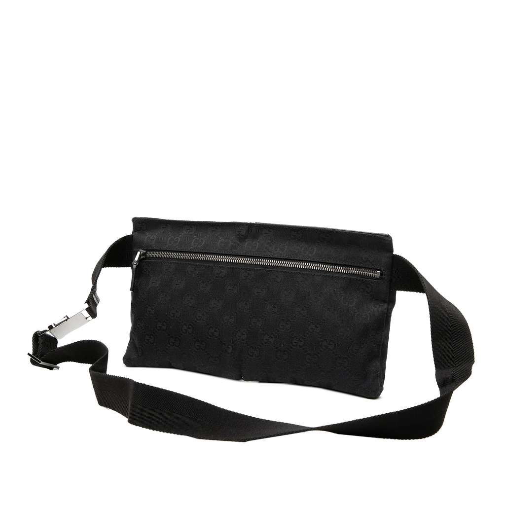Gucci GG Canvas Double Pocket Belt Bag Black Canvas Good condition - Back View