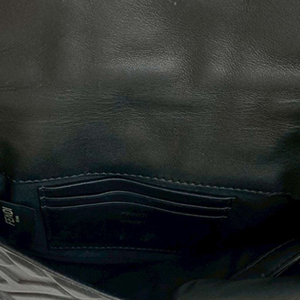 Fendi Mini Zucca Embossed Leather Baguette Satchel Black Leather Good condition - Model View