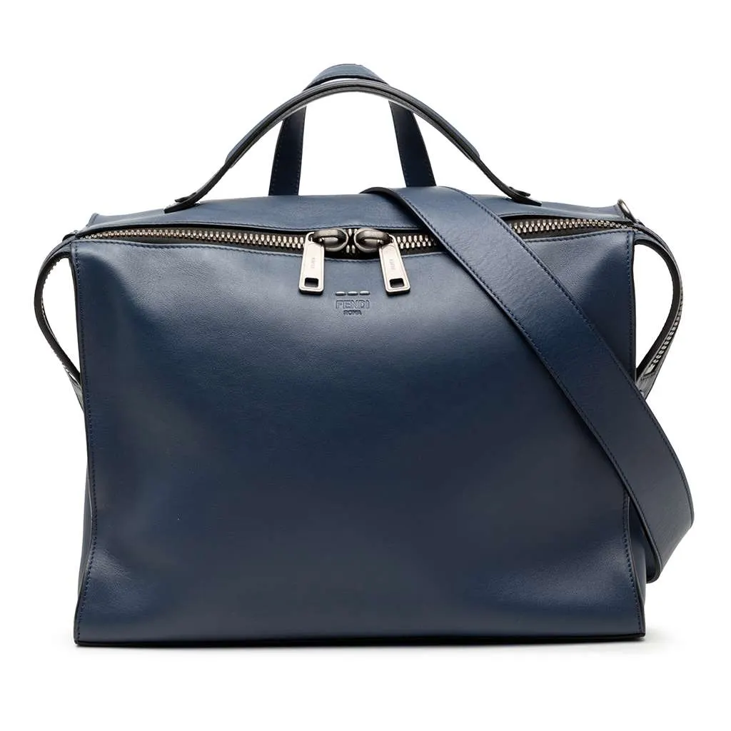 Fendi Leather Lui Urban Briefcase Blue Leather Good - Front View