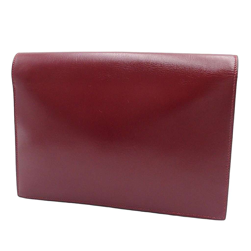 Hermès Box Calf Jet Pochette Clutch Red Leather Good condition - Back View