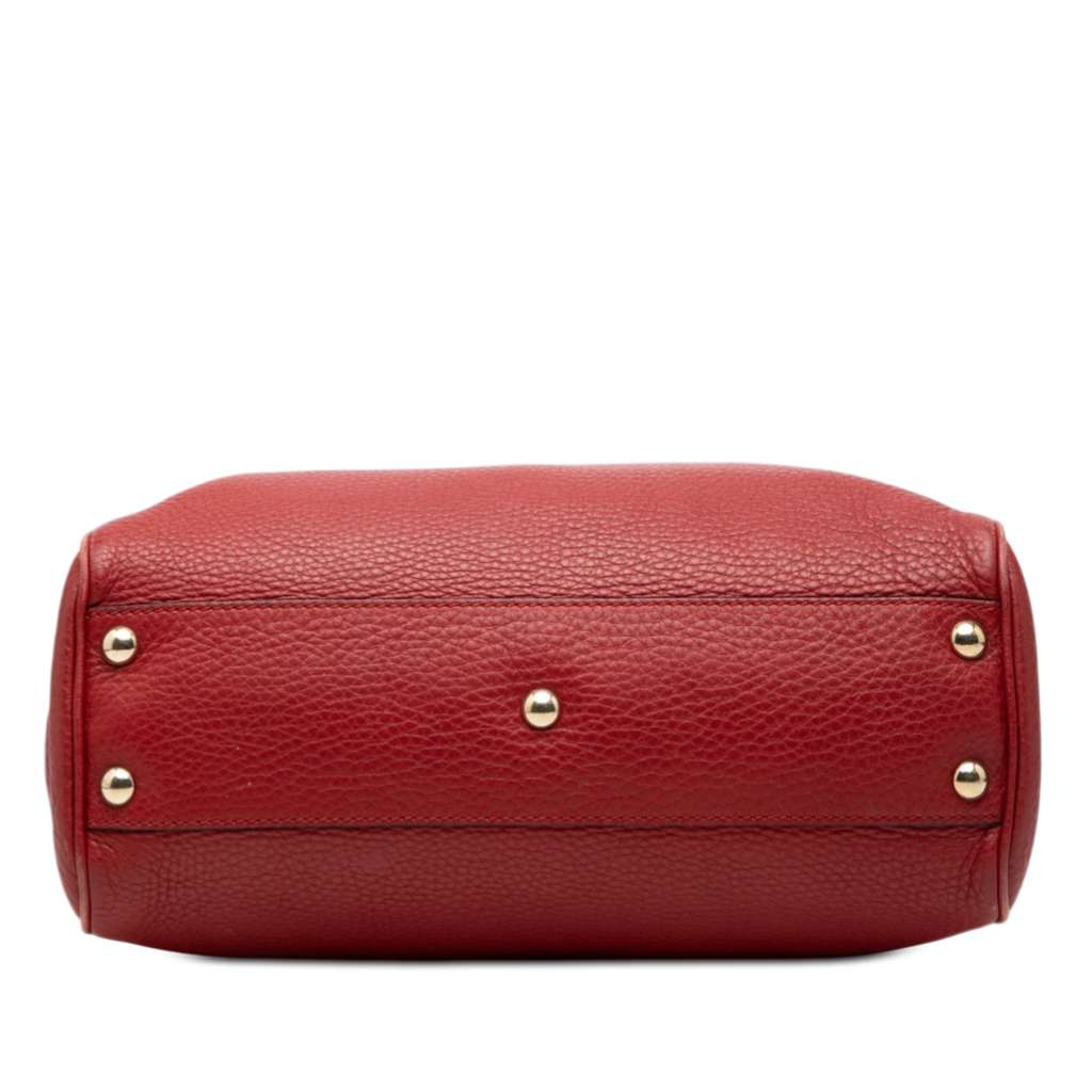 Gucci Small Calfskin Bamboo Shopper Satchel Red Leather Good condition - Inside View