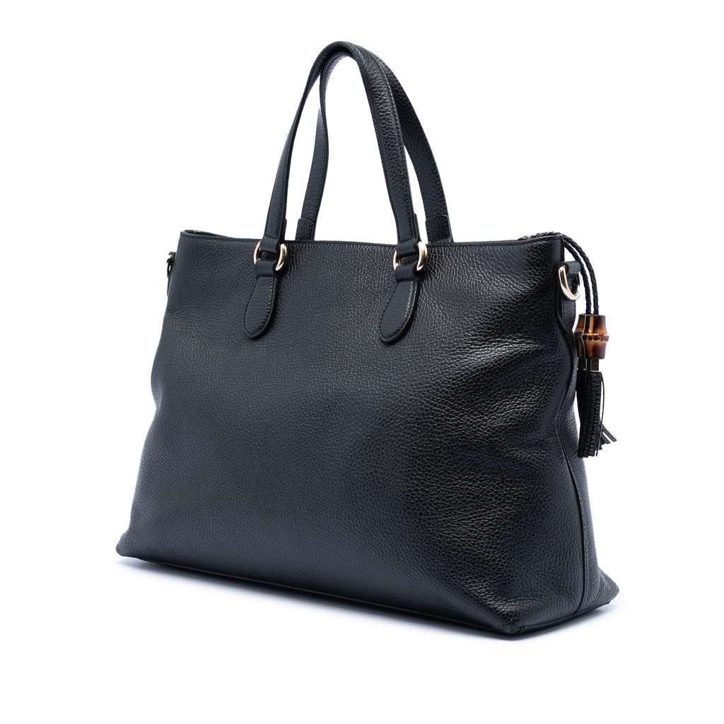 Gucci Leather Bamboo Tassel Satchel Black Leather Good condition - Back View