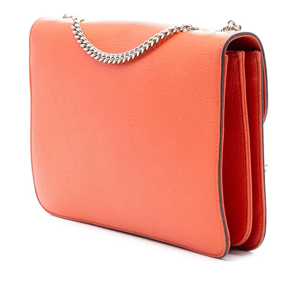 Gucci Medium Dollar Calfskin Interlocking G Crossbody Orange Leather Very good - Back View