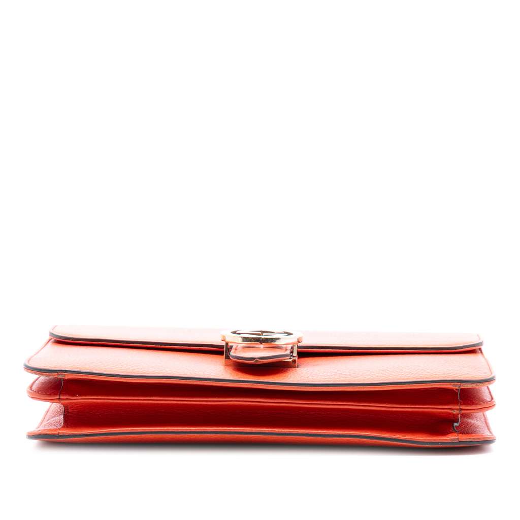 Gucci Medium Dollar Calfskin Interlocking G Crossbody Orange Leather Good condition - Inside View