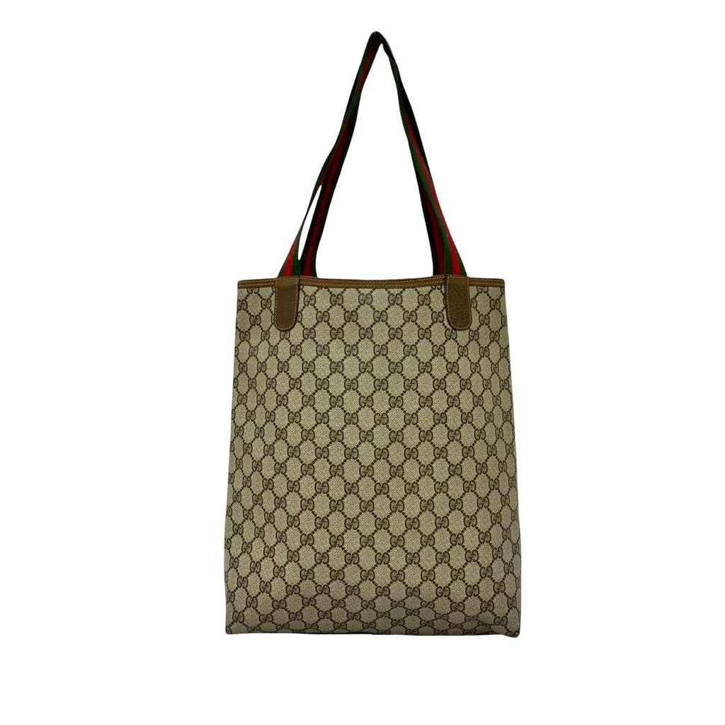 Gucci GG Supreme Web Tote Brown Canvas Good condition - Back View