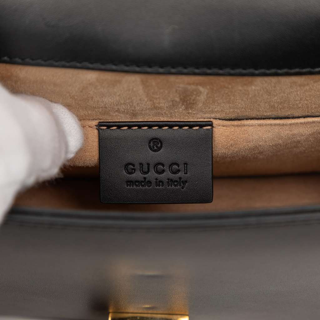 Gucci Mini Leather Web Sylvie Chain Crossbody Black Leather Good condition - Box View