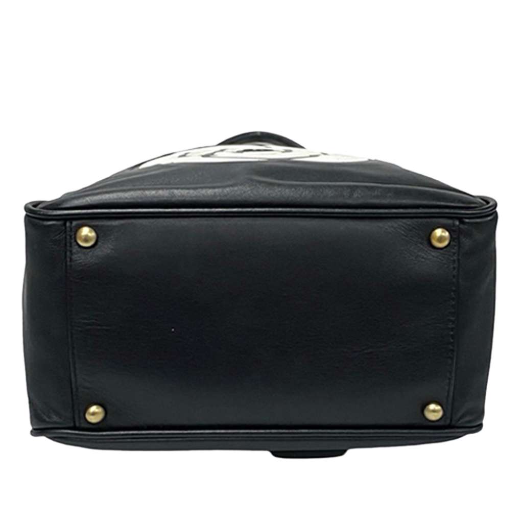 Chanel Lambskin Embossed Camellia Logo Tote Black Leather Good condition - Inside View