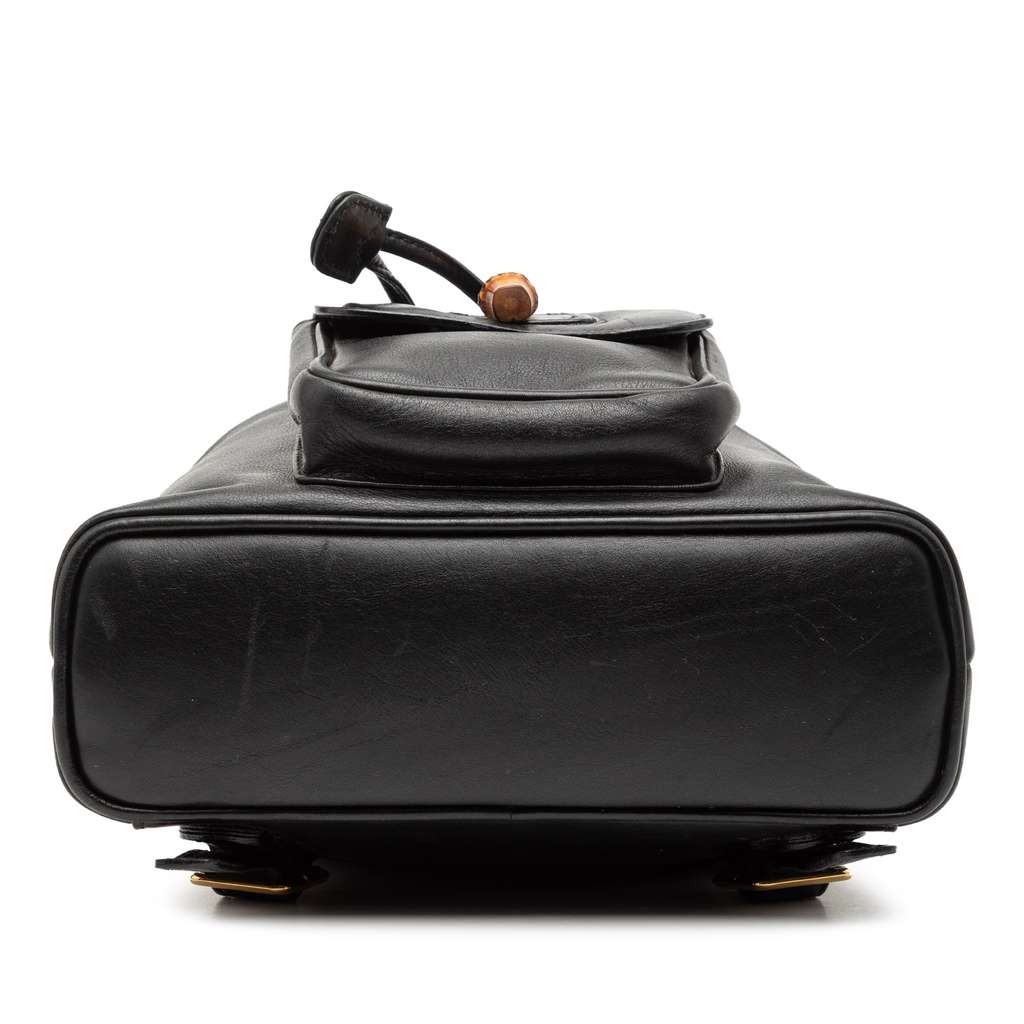 Gucci Leather Bamboo Backpack Black Leather Fair condition - Inside View