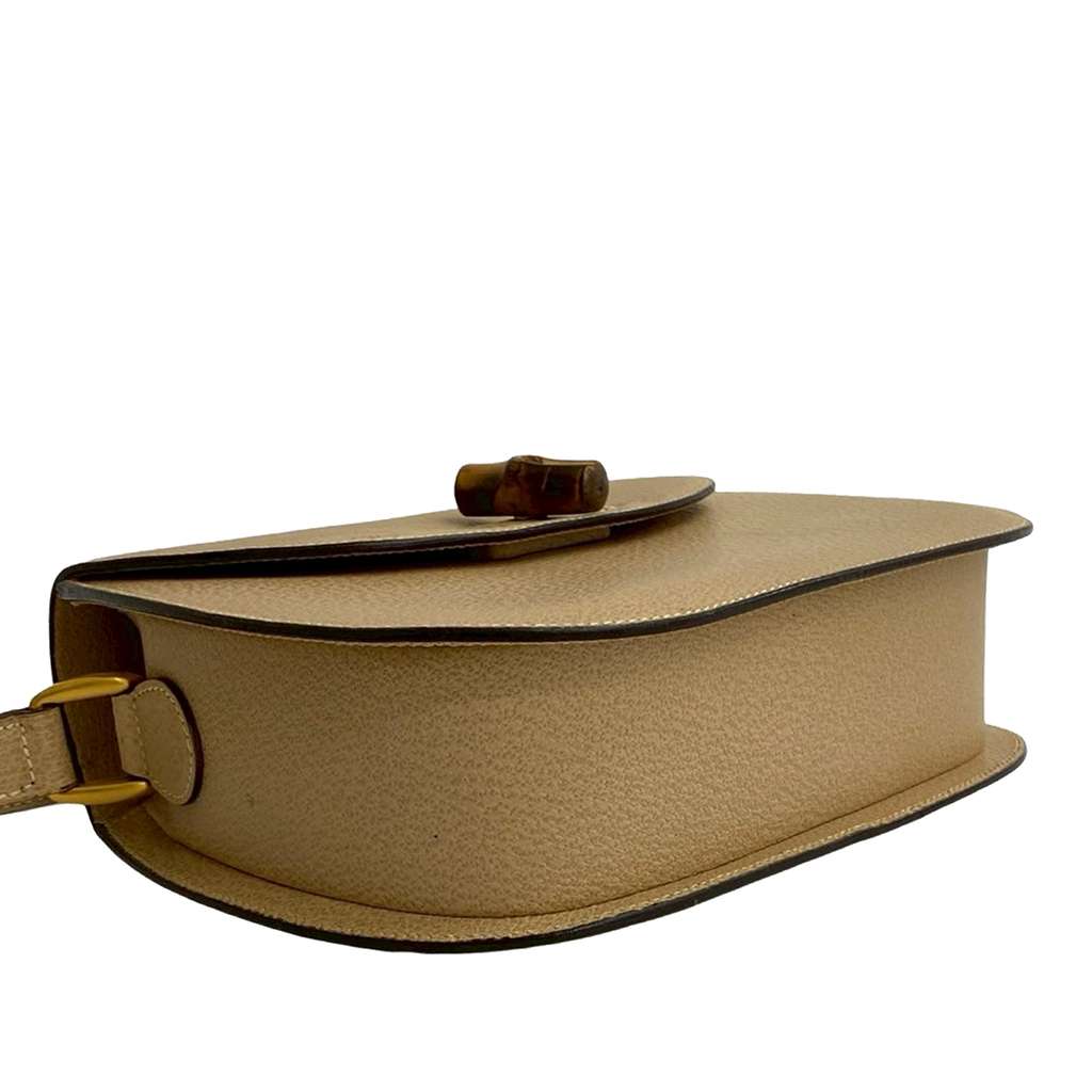 Gucci Grained Calfskin Bamboo Crossbody Brown Leather Good condition - Inside View