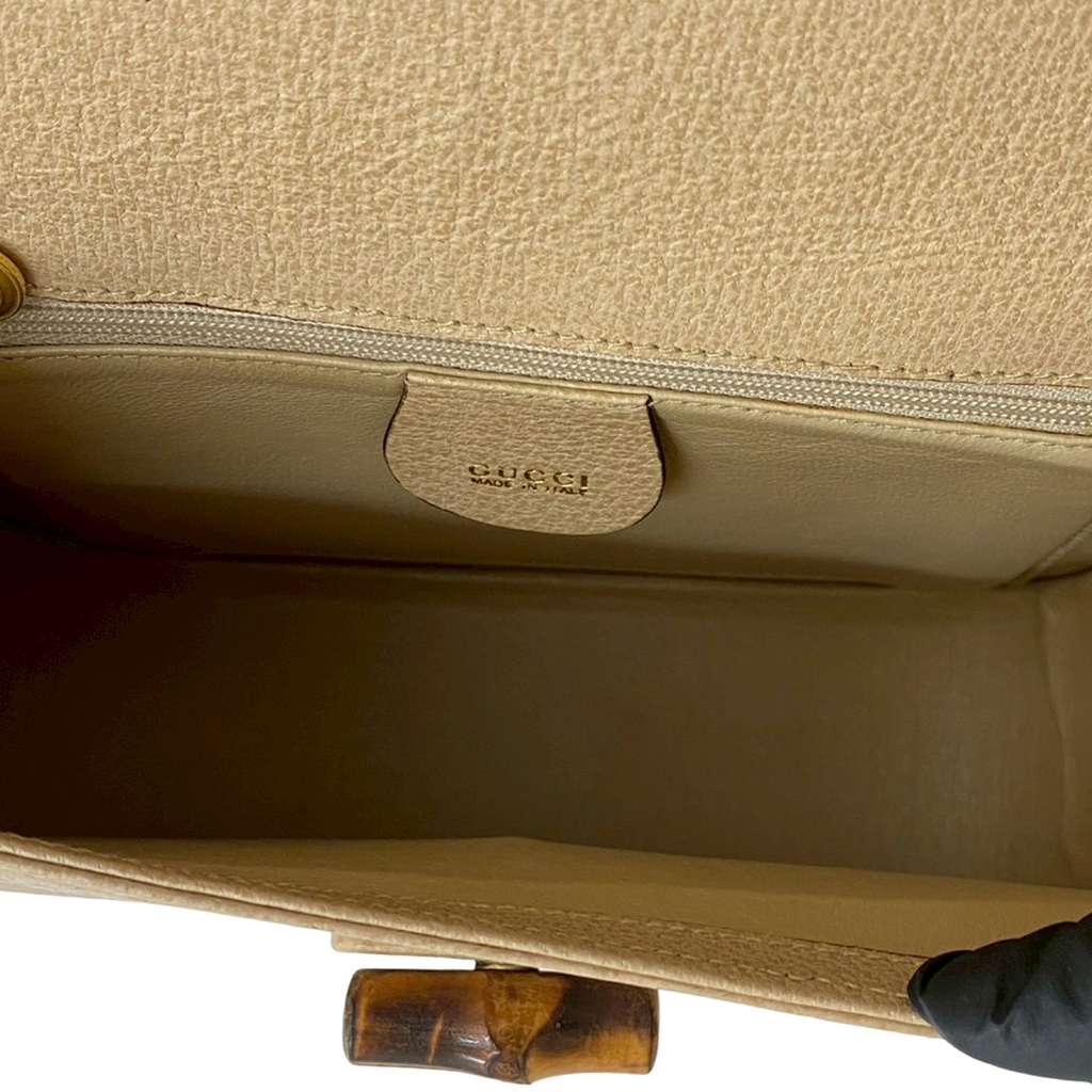 Gucci Grained Calfskin Bamboo Crossbody Brown Leather Good condition - Box View