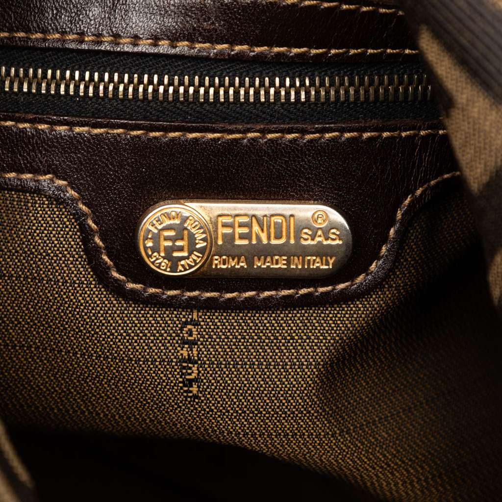 Fendi Zucca Canvas Double Flap Shoulder Bag Brown Canvas Good condition - Box View