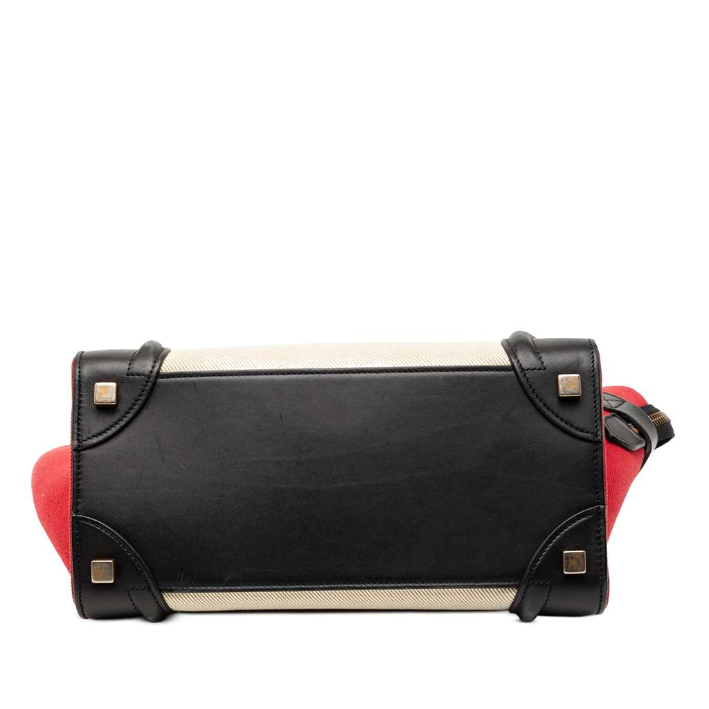 Celine Micro Tricolor Canvas and Leather Luggage Tote White Canvas Good condition - Inside View