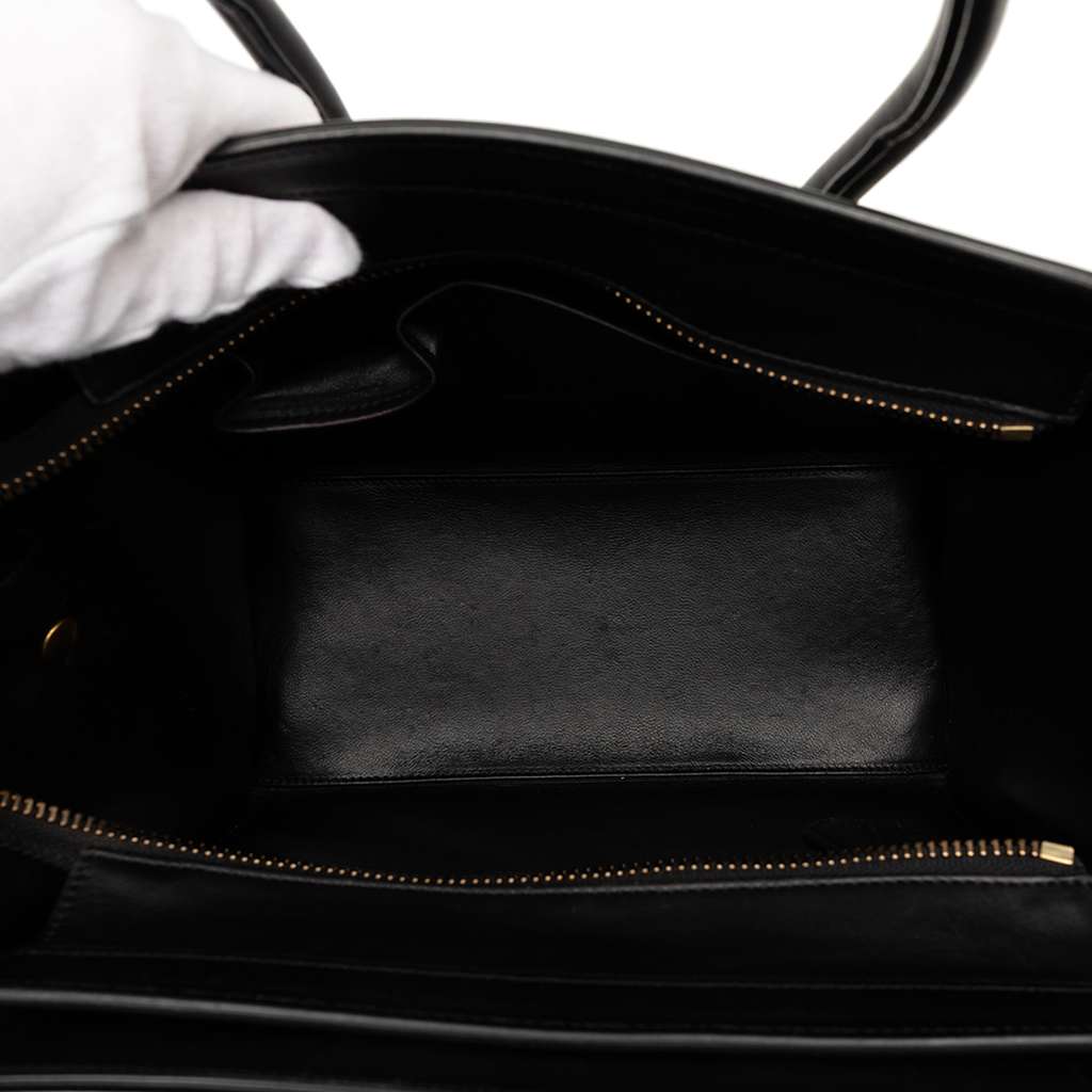 Celine Micro Tricolor Canvas and Leather Luggage Tote White Canvas Good condition - Model View