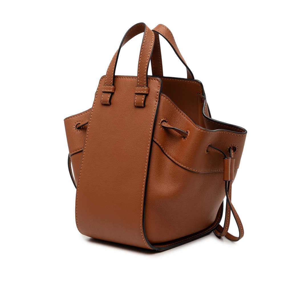 Loewe Mini Leather Drawstring Hammock Bag Brown Leather Good condition - Back View