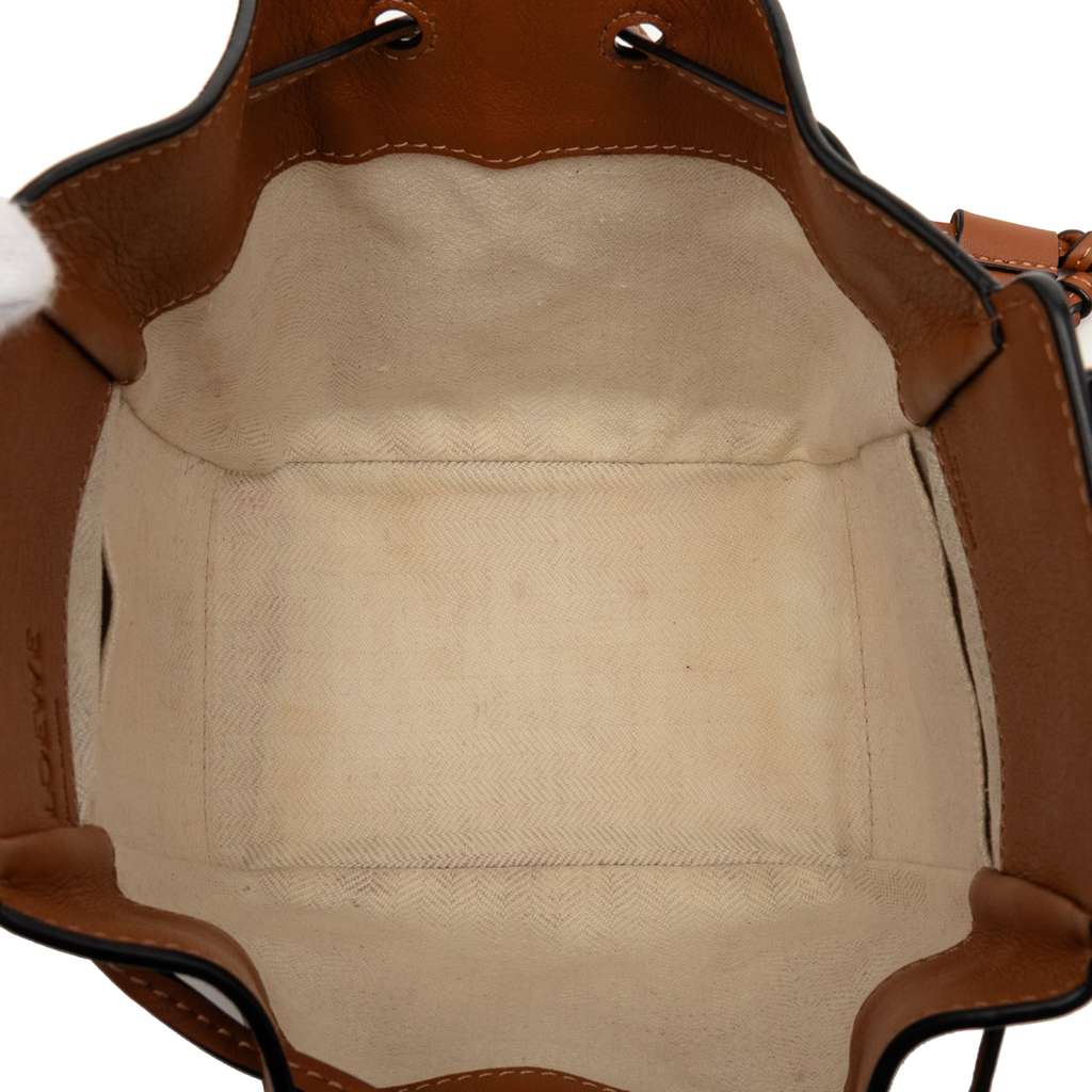 Loewe Mini Leather Drawstring Hammock Bag Brown Leather Good condition - Model View