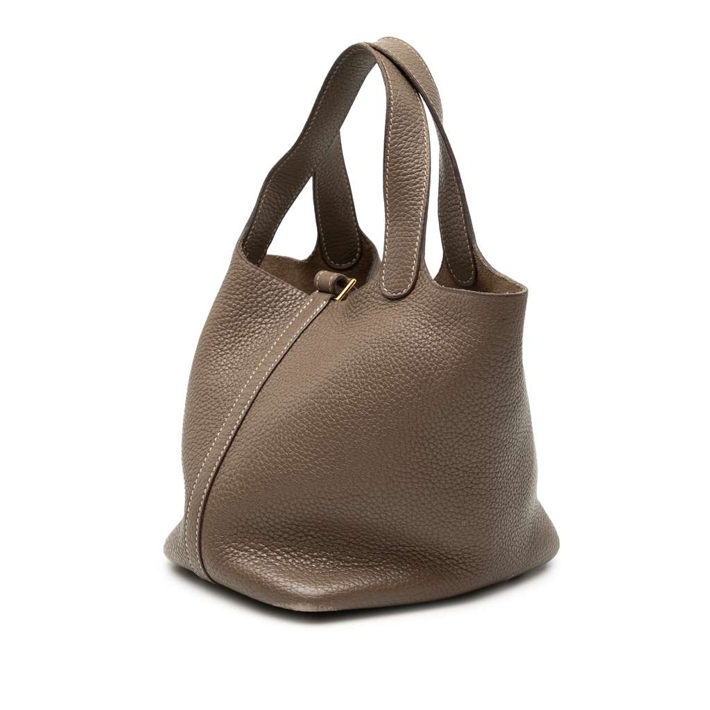 Hermès Clemence Picotin Lock 18 Brown Leather Good condition - Back View