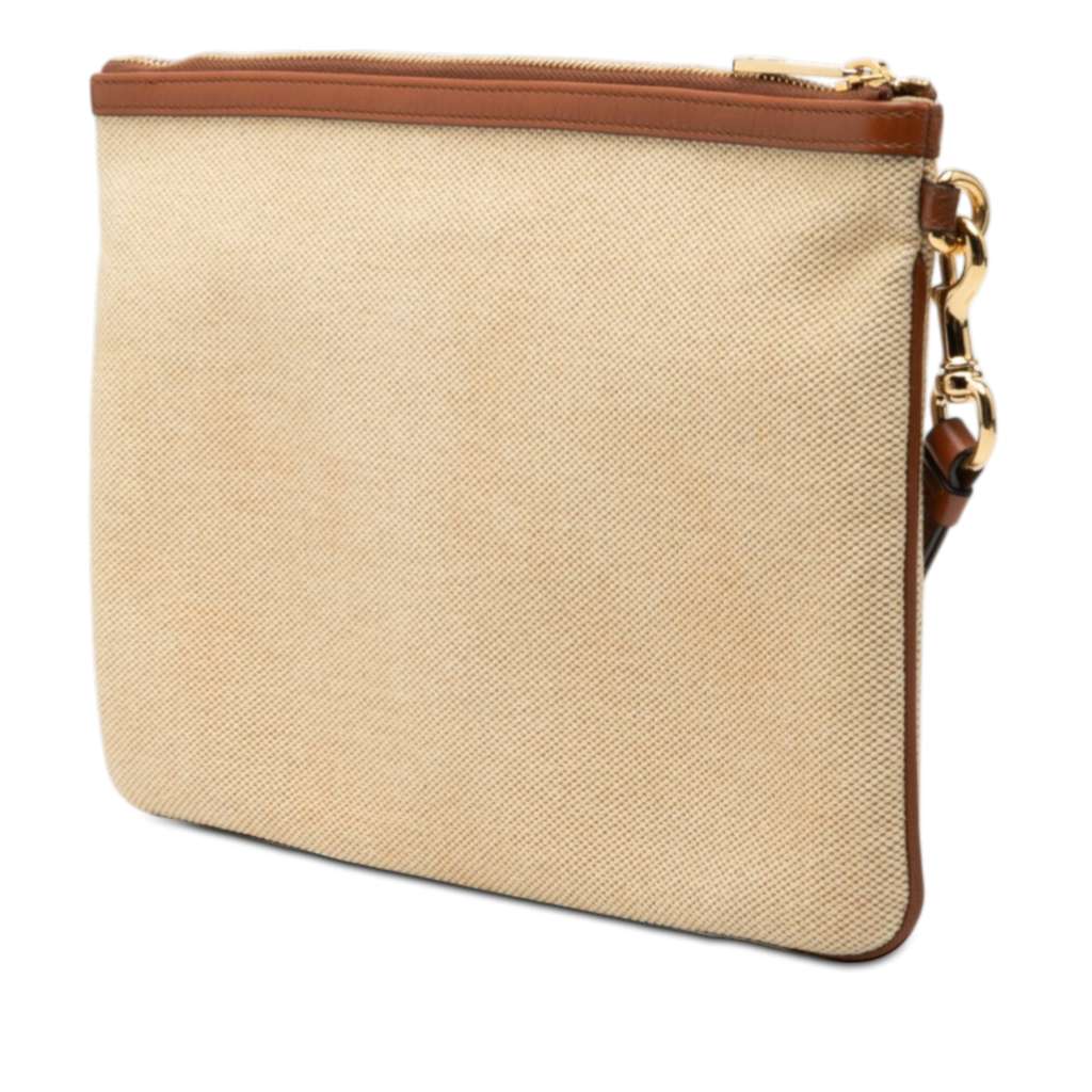 Gucci Canvas Interlocking G Web Clutch Brown Canvas Good condition - Back View