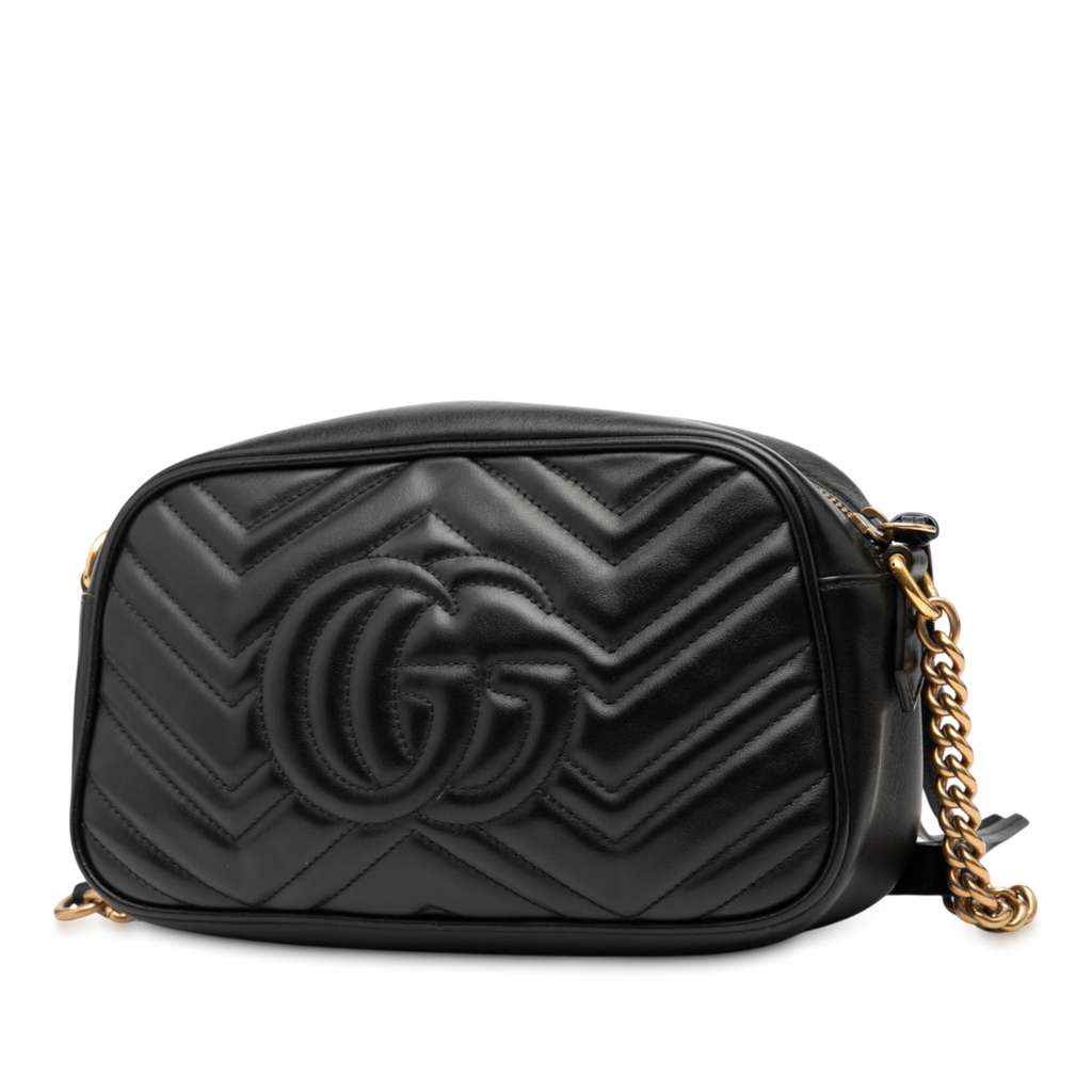 Gucci Small GG Marmont Matelasse Leather Crossbody Black Leather Good condition - Back View