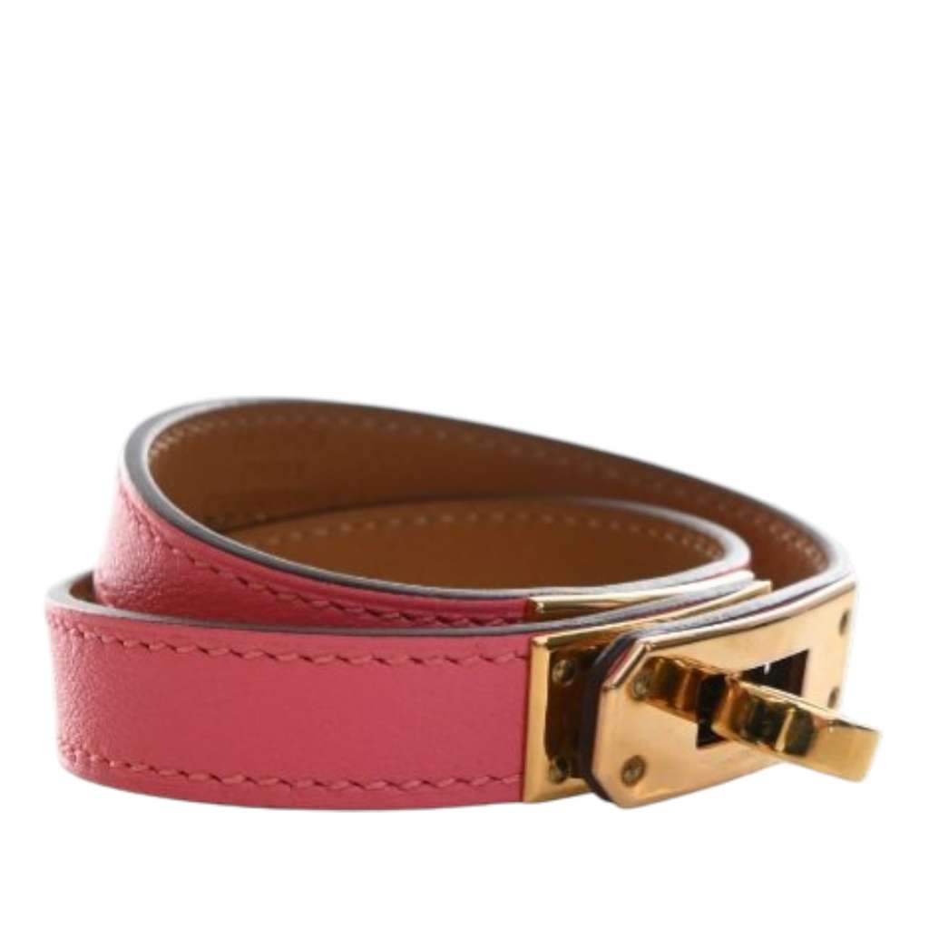 Hermès Swift Kelly Double Tour Bracelet Pink Leather Good condition - Back View