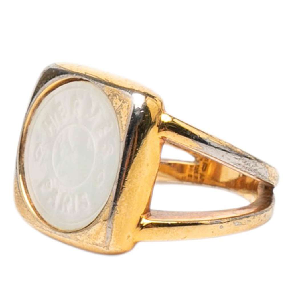 Hermès Gold Plated Bijouterie Fantaisie Corozo Ring Gold Metal Good condition - Back View