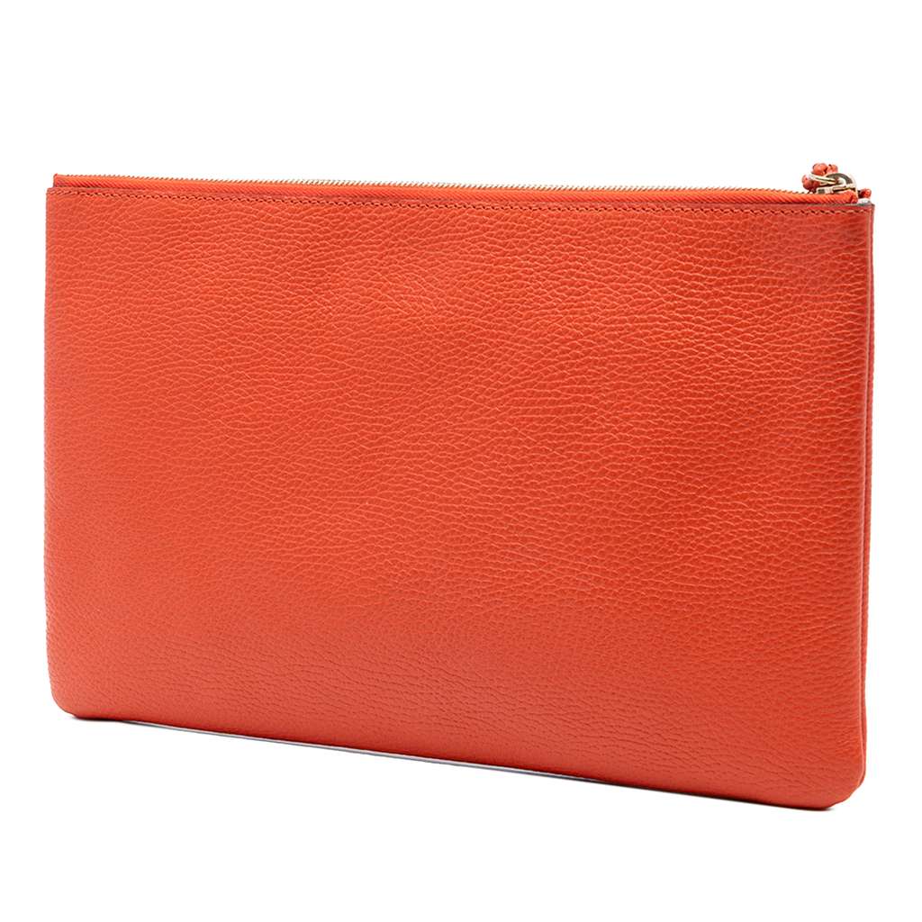 Gucci Calfskin Bamboo Tassel Clutch Orange Leather Good condition - Back View