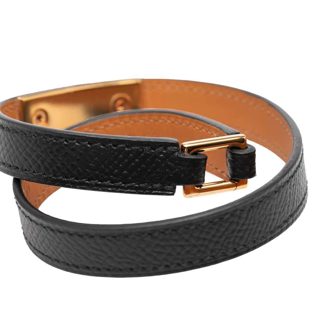 Hermès Epsom Rivale Double Tour Bracelet Black Leather Good condition - Box View