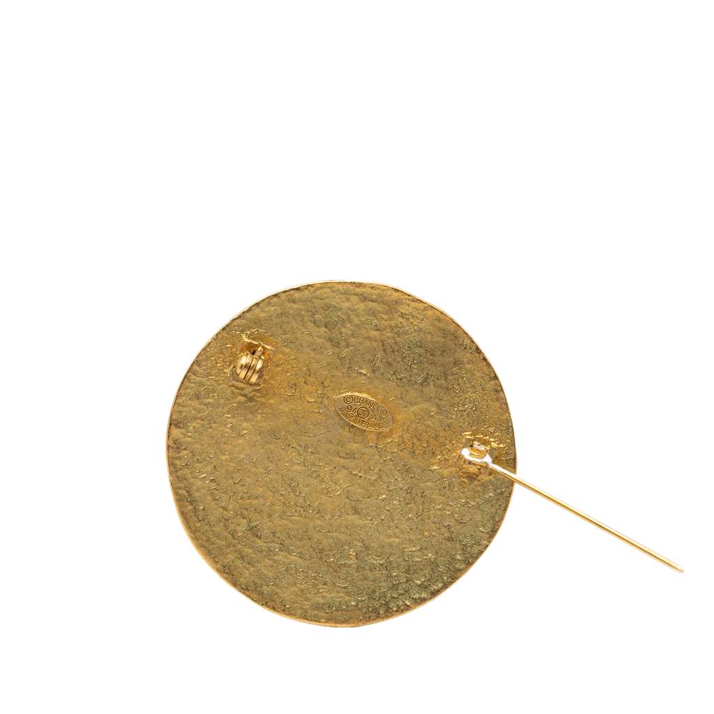 Chanel CC Gold Plated Round Brooch Gold Metal Good condition - Inside View