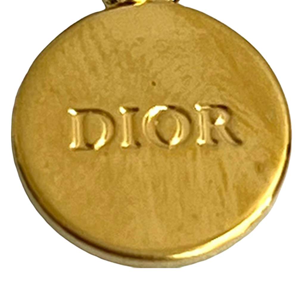 Dior Gold Plated Lacquered CD Logo Chain Necklace Gold Metal Good condition - Model View