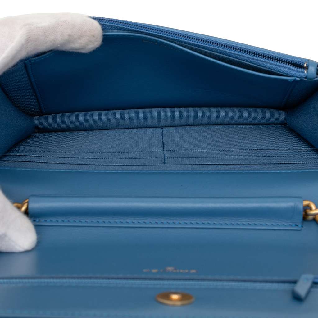 Chanel Quilted Caviar Boy Wallet on Chain Blue Leather Good condition - Model View