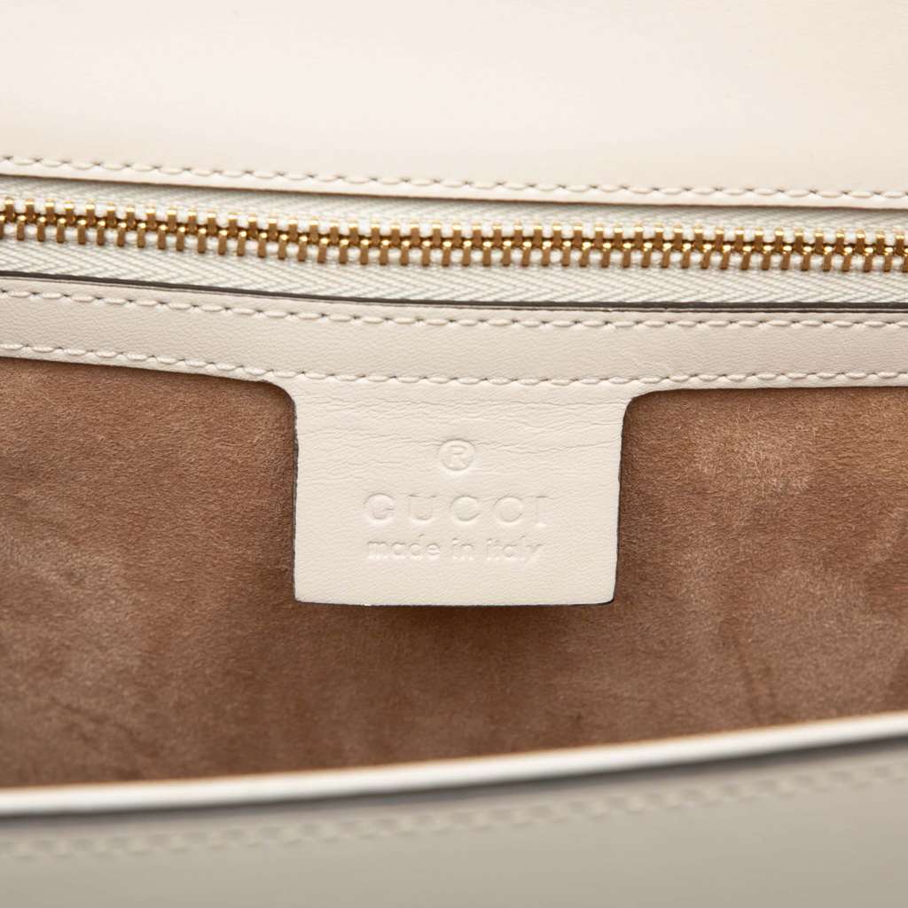 Gucci Small Leather Sylvie Web Satchel White Leather Good condition - Model View