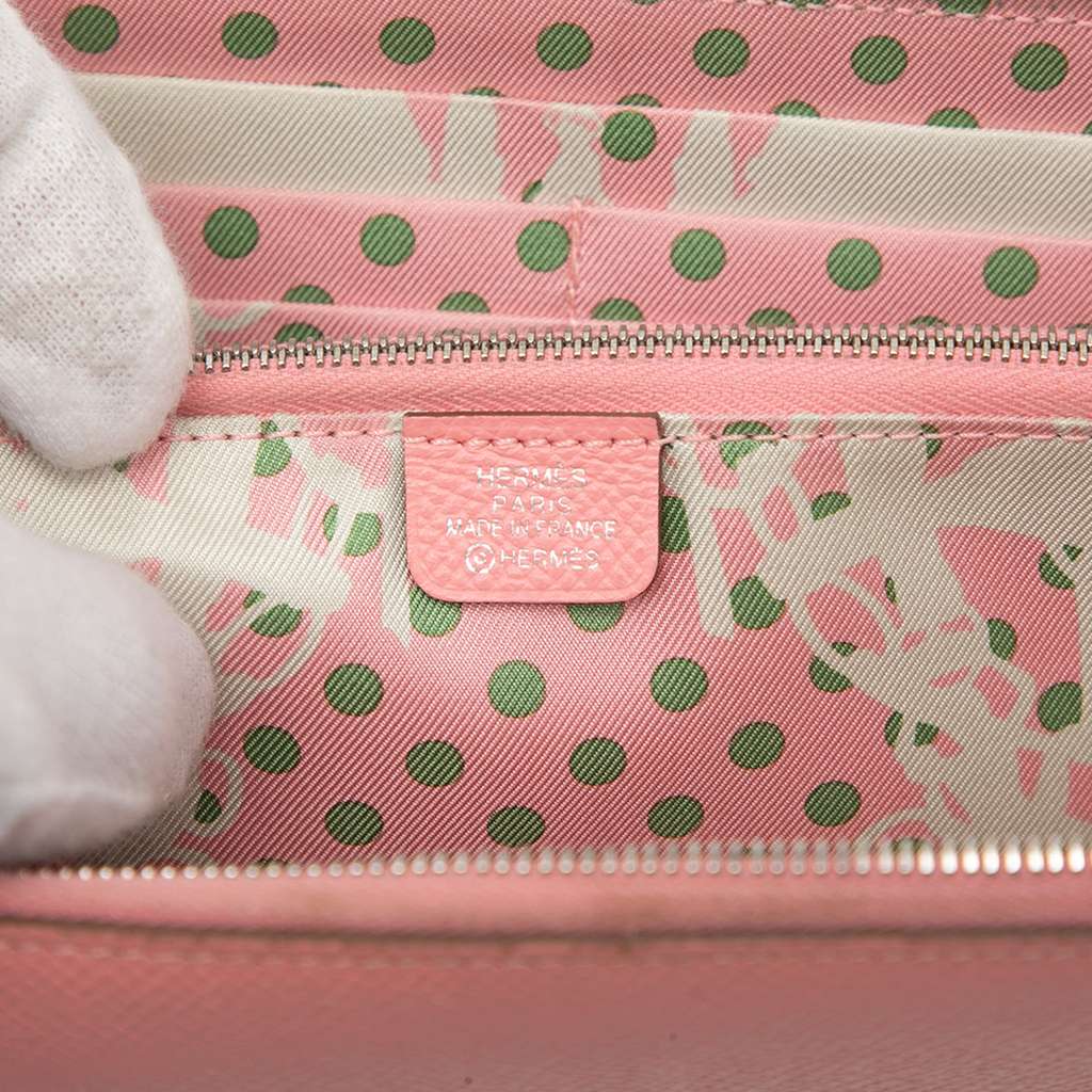 Hermès Epsom Silk'In Classique Long Wallet Pink Leather Good condition - Box View
